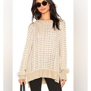Faithfull The Brand Sweater Open Weave Texture Small Oversized Cozy Pullover